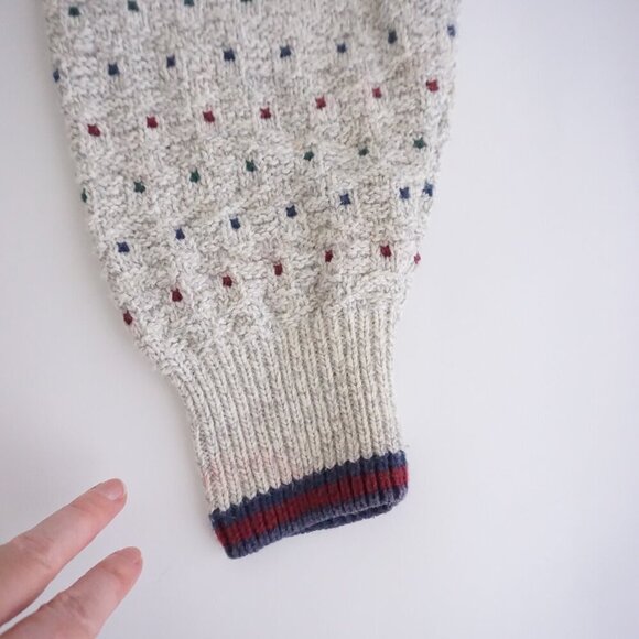 Vintage '90s St John's Bay Gray Maroon 3D Biggie Cosby Knit Crewneck Sweater L - Picture 7 of 9